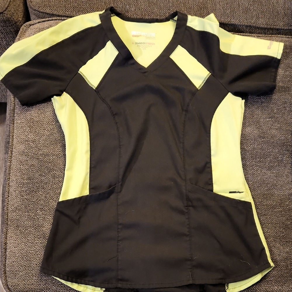 Grey's Anatomy Lime Green/black Scrub Top